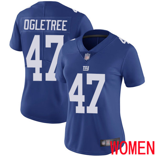 Women New York Giants #47 Alec Ogletree Royal Blue Team Color Vapor Untouchable Limited Player Football NFL Jersey